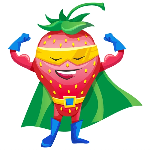 Superhero Strawberry Classroom Fruit Transparent Sticker